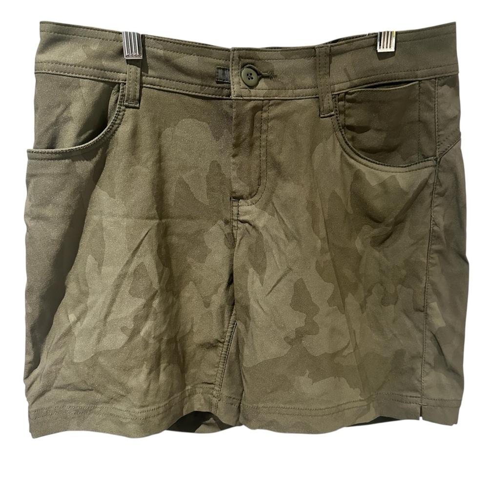 Prana Halle Shorts Womens Size 4 Green Camo Outdoors‎ Hiking Nylon Stretch